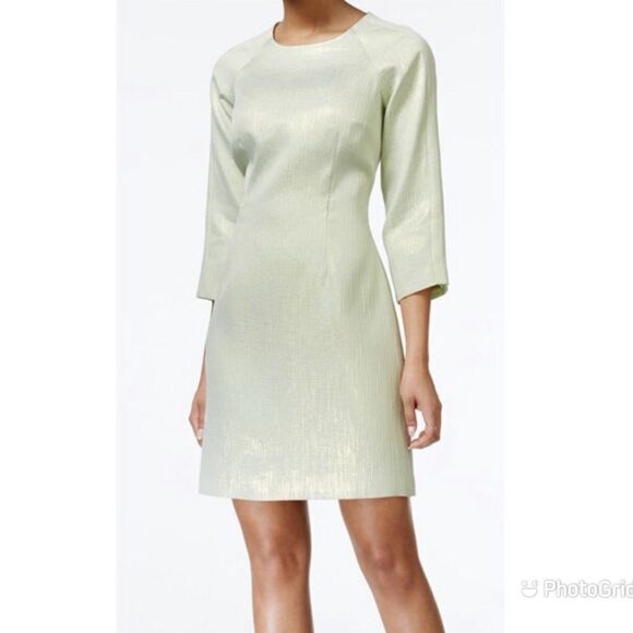RACHEL ROY Mod Sheath Mini Dress Green Textured Shiny Retro 60s Green Size 4 New - Picture 15 of 15